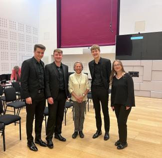 Rosamund Brass after winning the Philip Jones Brass Chamber Prize